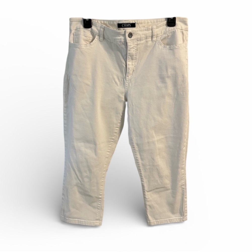 CHAPS CROPPED WHITE DENIM JEANS EUC